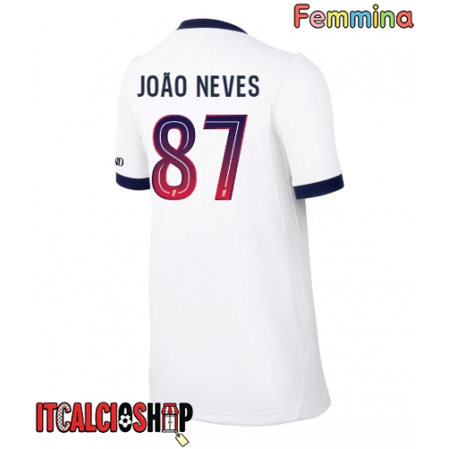 Paris Saint-Germain Joao Neves #87 Seconda Maglia Femmina 2026-27 Manica Corta